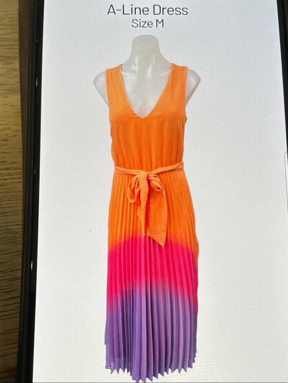 Taylor Small A-Line Dress Sleeveless Ombre Midi Orange, Pink & Purple